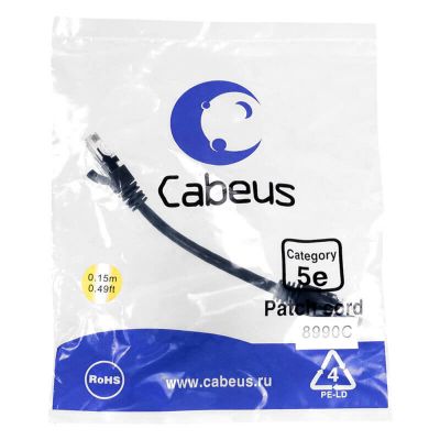 PC-UTP-RJ45-Cat.5e-0.15m-BK, патч-корд PC-UTP-RJ45-Cat.5e-0.15m-BK, патч-корд