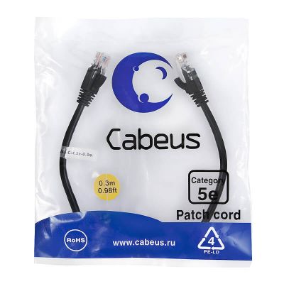 PC-UTP-RJ45-Cat.5e-0.3m-BK, патч-корд PC-UTP-RJ45-Cat.5e-0.3m-BK, патч-корд
