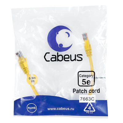 PC-UTP-RJ45-Cat.5e-0.3m-YL-LSZH, патч-корд