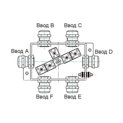 КМ-О (10к)-IP66-d, коробка монтажная 6 вводов ABCDEF